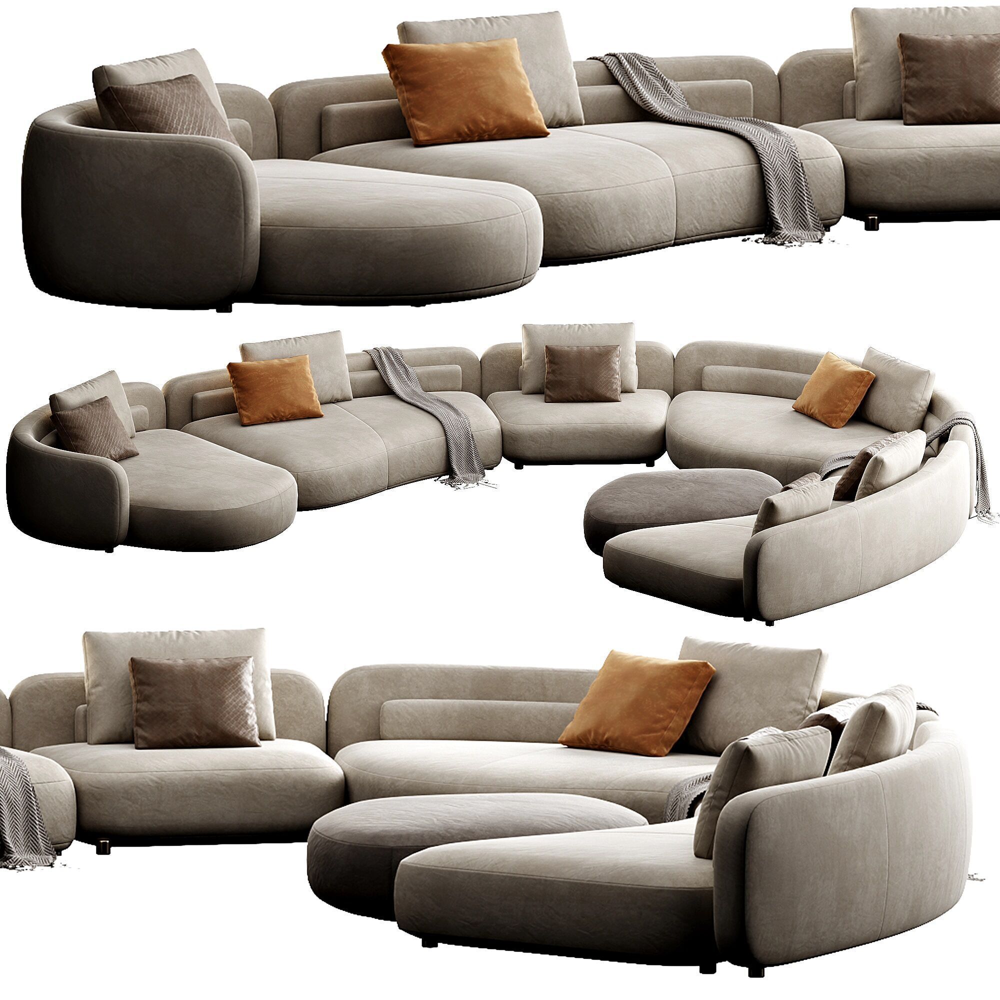 Bezier Sofa 3D model_5