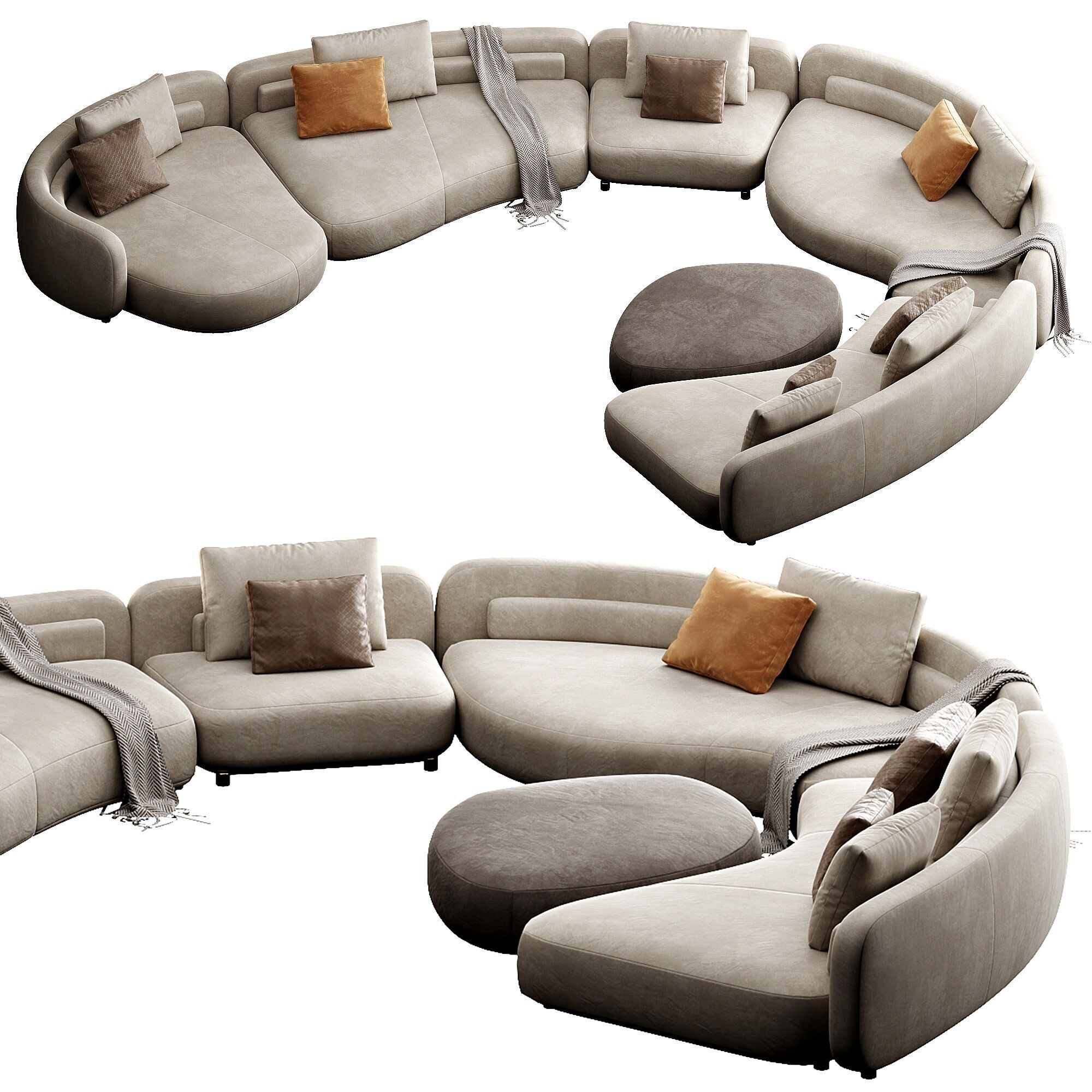Bezier Sofa 3D model_6