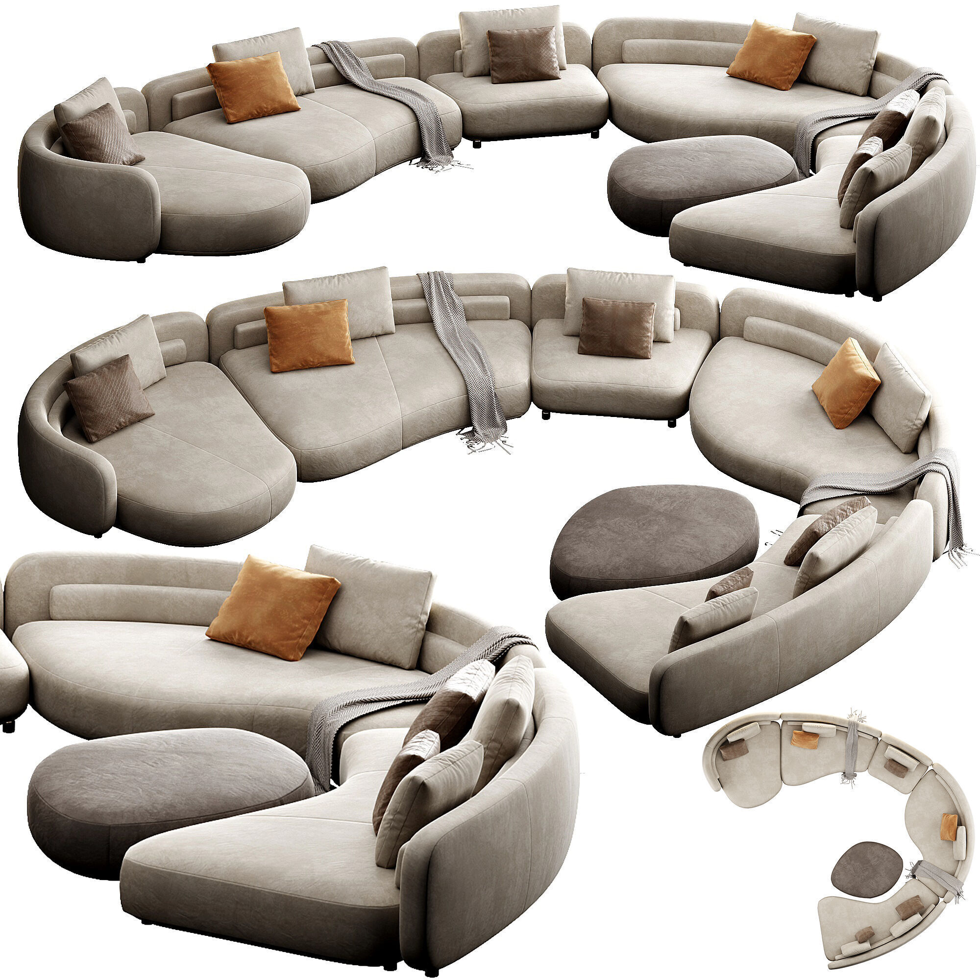 Bezier Sofa 3D model_2