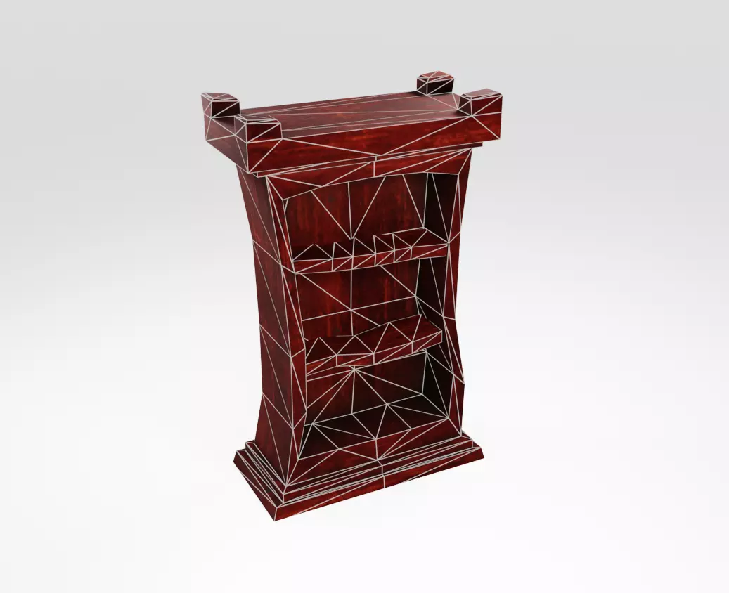 Stylized ancient bookshelf Low-poly 3D model_7