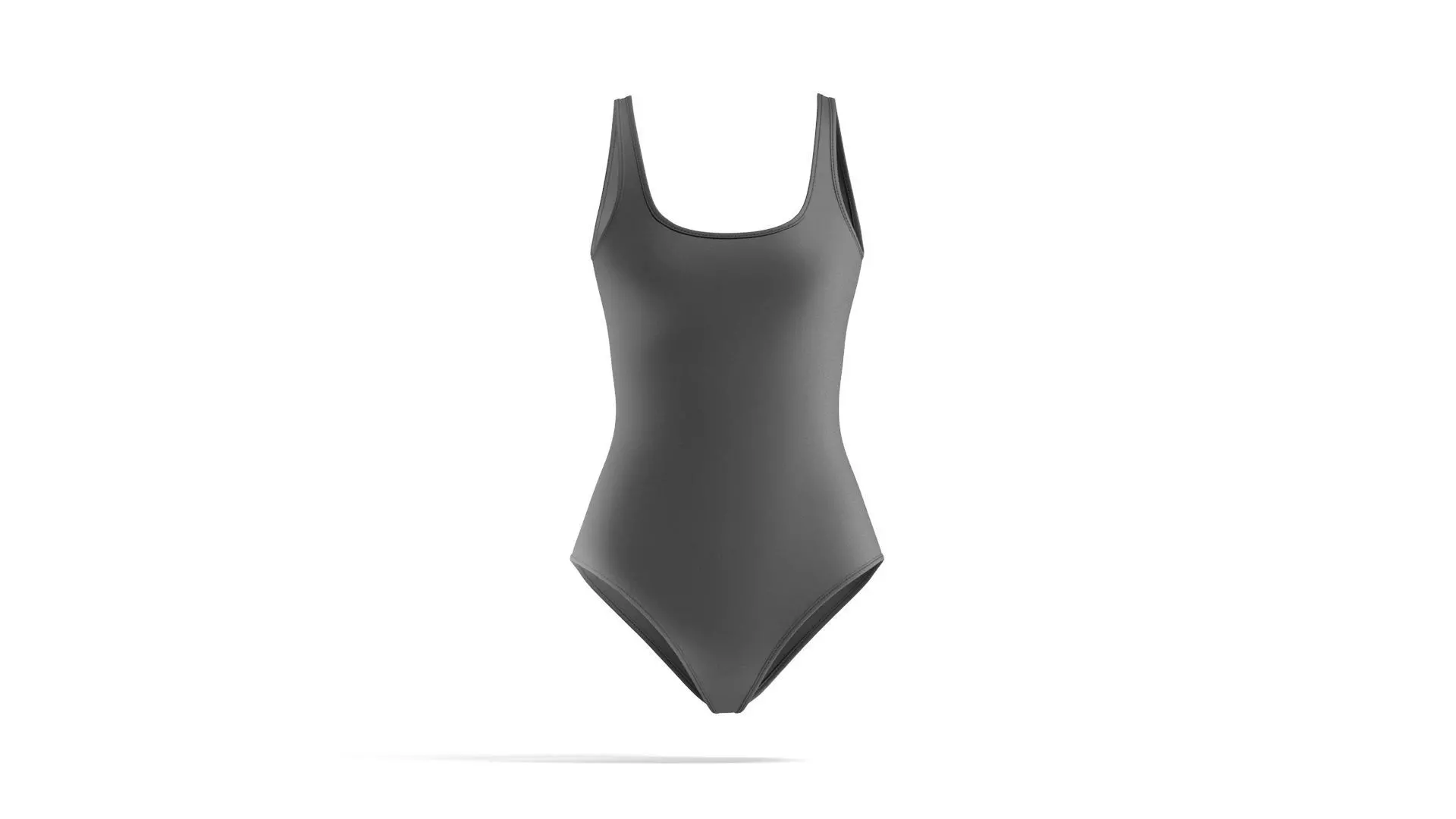 Beach Women Black Swimsuit - female sunbath swim bodysuit 3D model_0