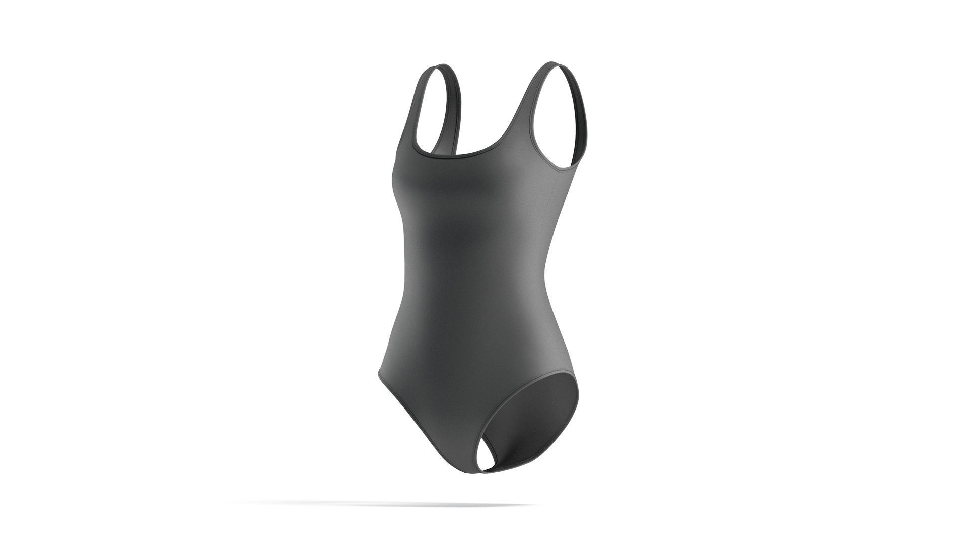 Beach Women Black Swimsuit - female sunbath swim bodysuit 3D model_3
