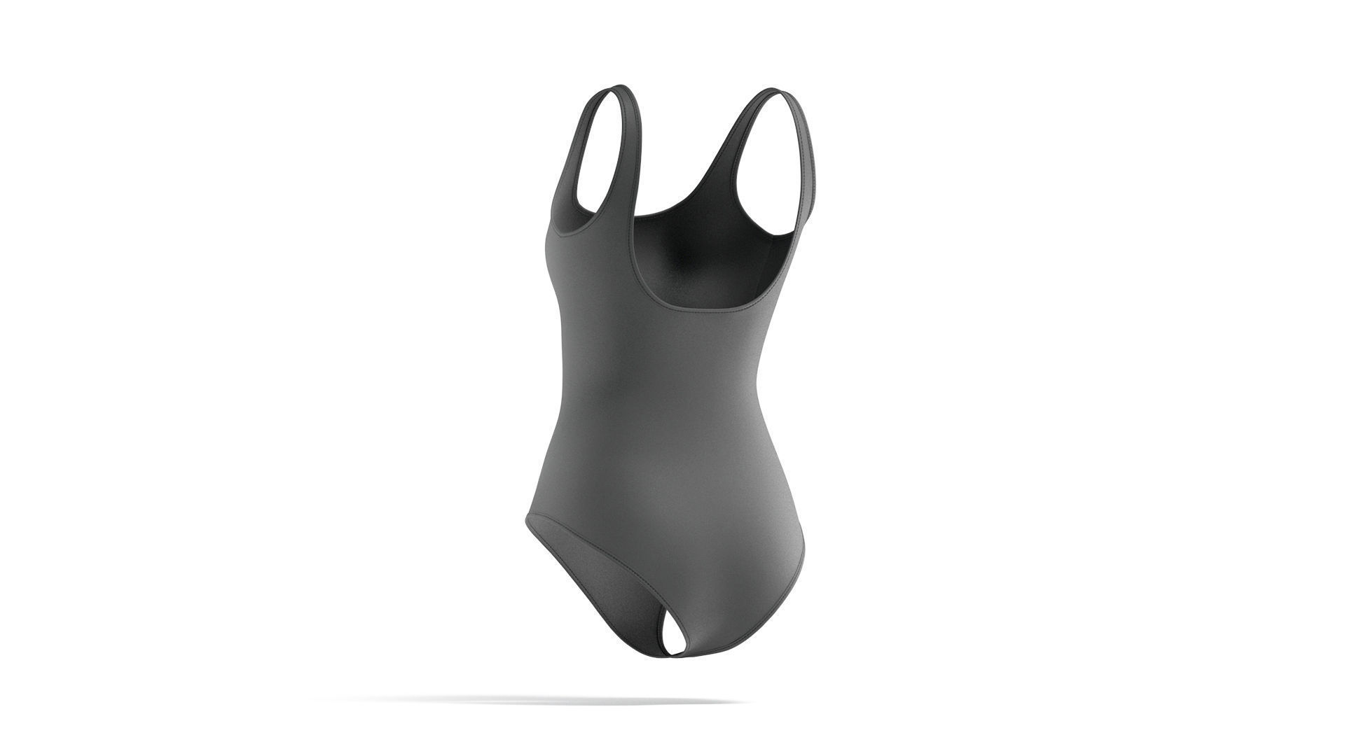 Beach Women Black Swimsuit - female sunbath swim bodysuit 3D model_4