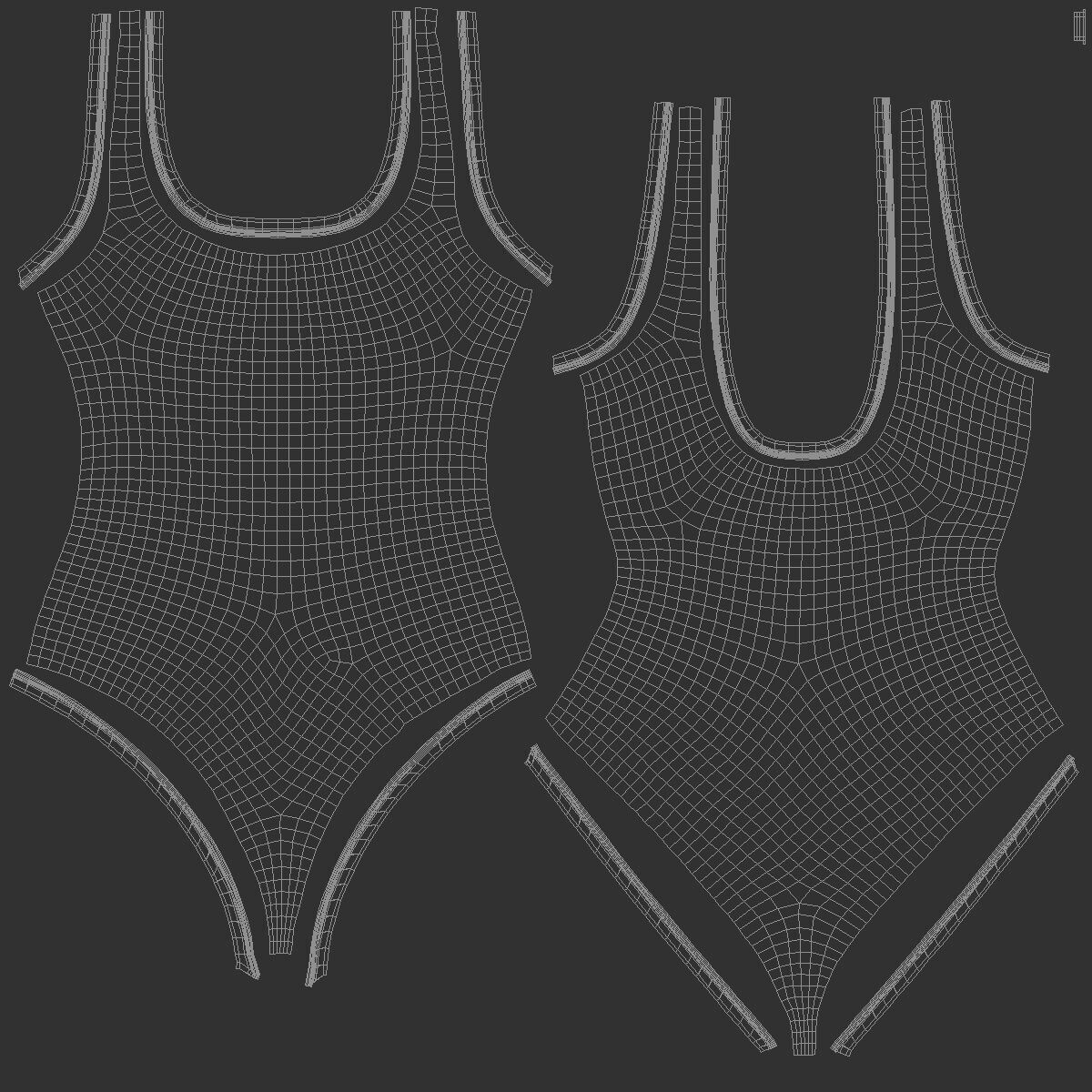 Beach Women Black Swimsuit - female sunbath swim bodysuit 3D model_6