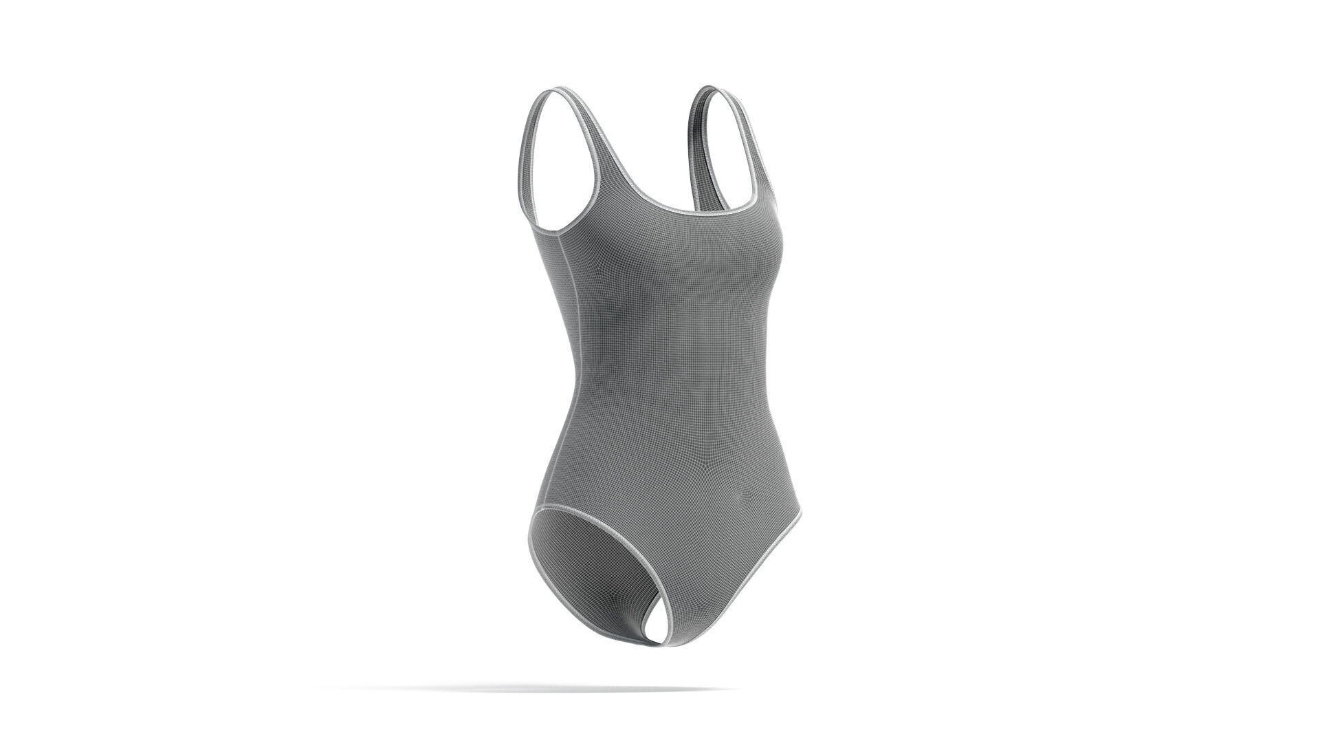 Beach Women Black Swimsuit - female sunbath swim bodysuit 3D model_9