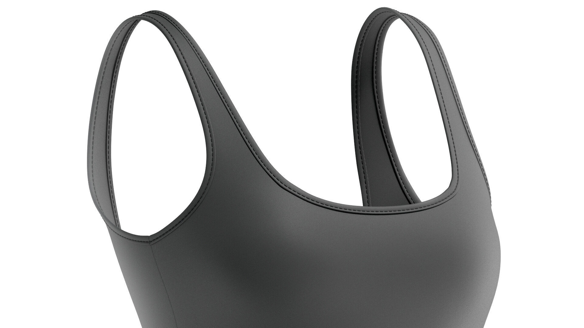 Beach Women Black Swimsuit - female sunbath swim bodysuit 3D model_5