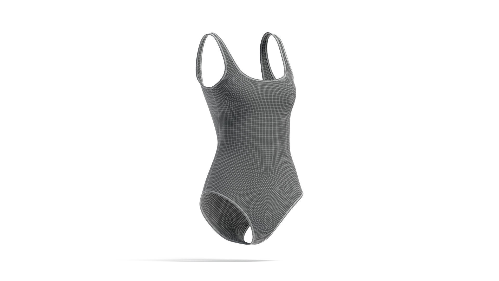 Beach Women Black Swimsuit - female sunbath swim bodysuit 3D model_8