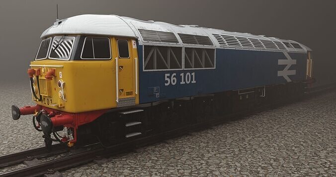 Class 56 Locomotive  Blue Yellow Livery with Large Logo 3D model