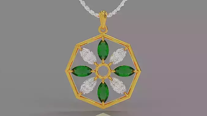 Prong set marquise cut diamond octagonal necklace