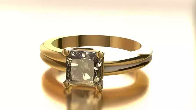 Women solitaire ring 3dm stl render detail