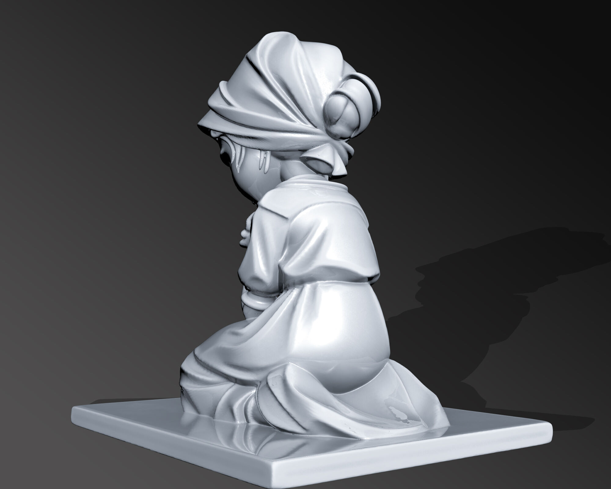 A LITTLE GIRL IN PRAYER BUST 3D print model_3