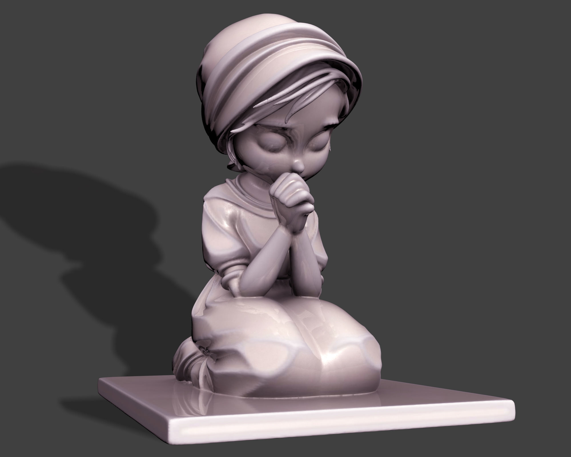A LITTLE GIRL IN PRAYER BUST 3D print model_2