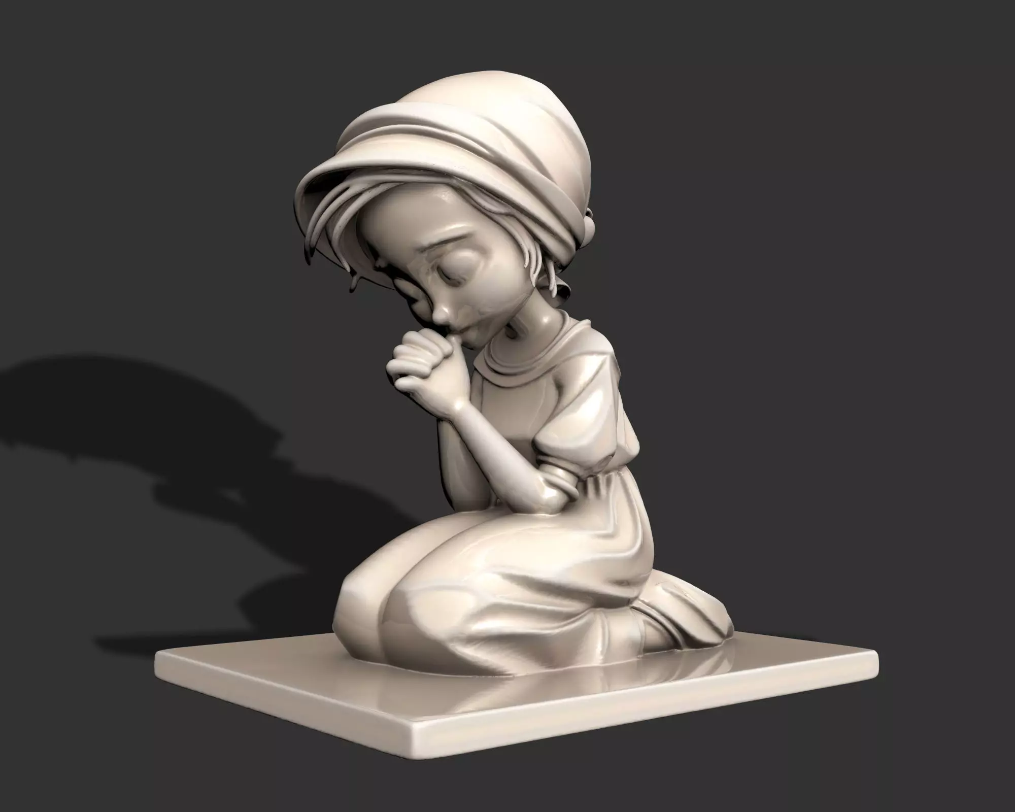 A LITTLE GIRL IN PRAYER BUST 3D print model_0