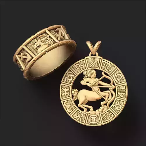 Horoscope Sagittarius Ring Pendant v2 Collection 