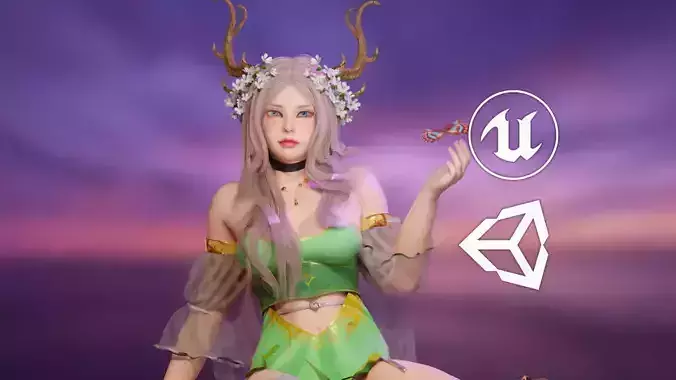 Dryad Girl - GameReady  Low-poly 3D model