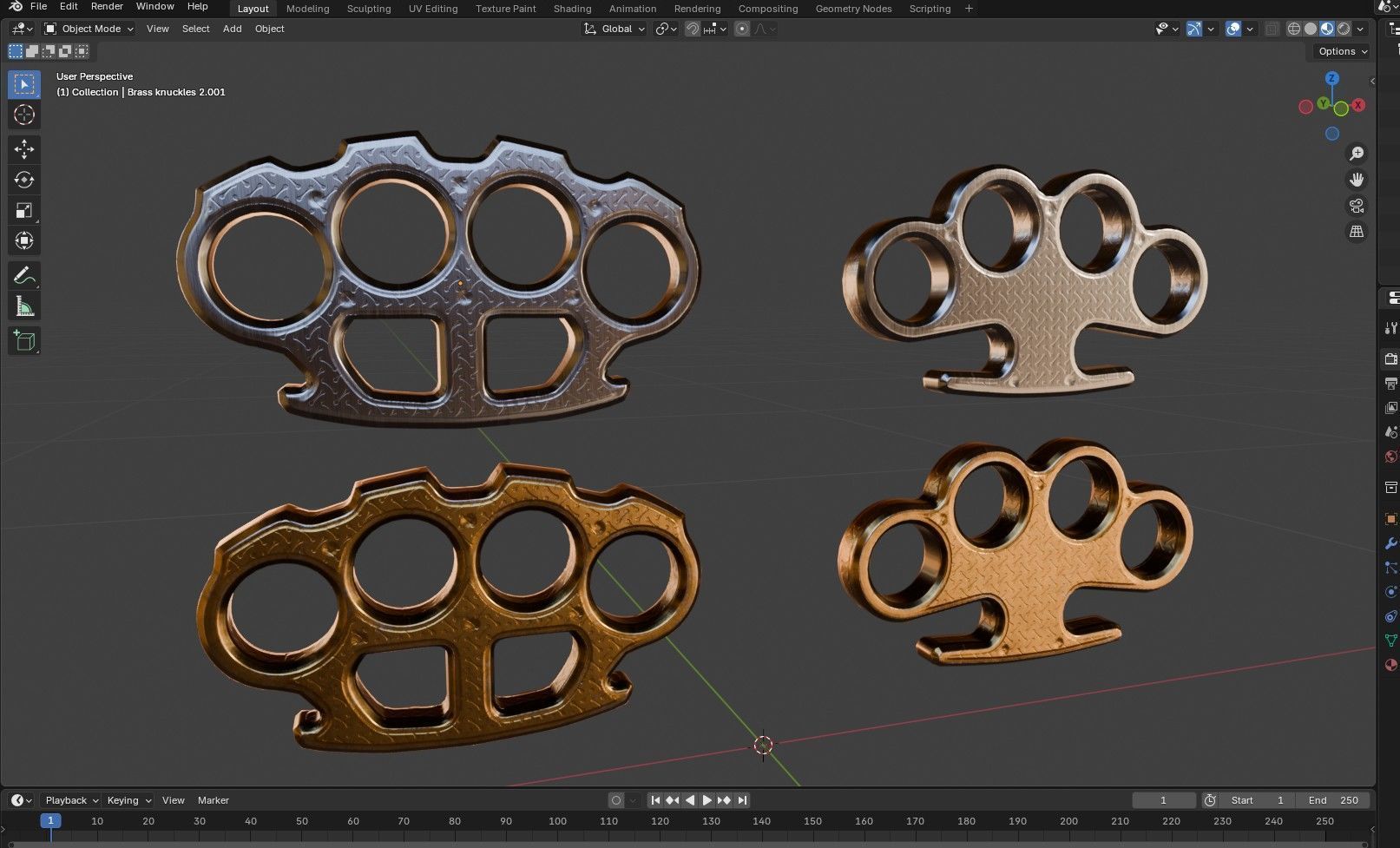 Brass Knuckles  2 Types Low-poly 3D model_18