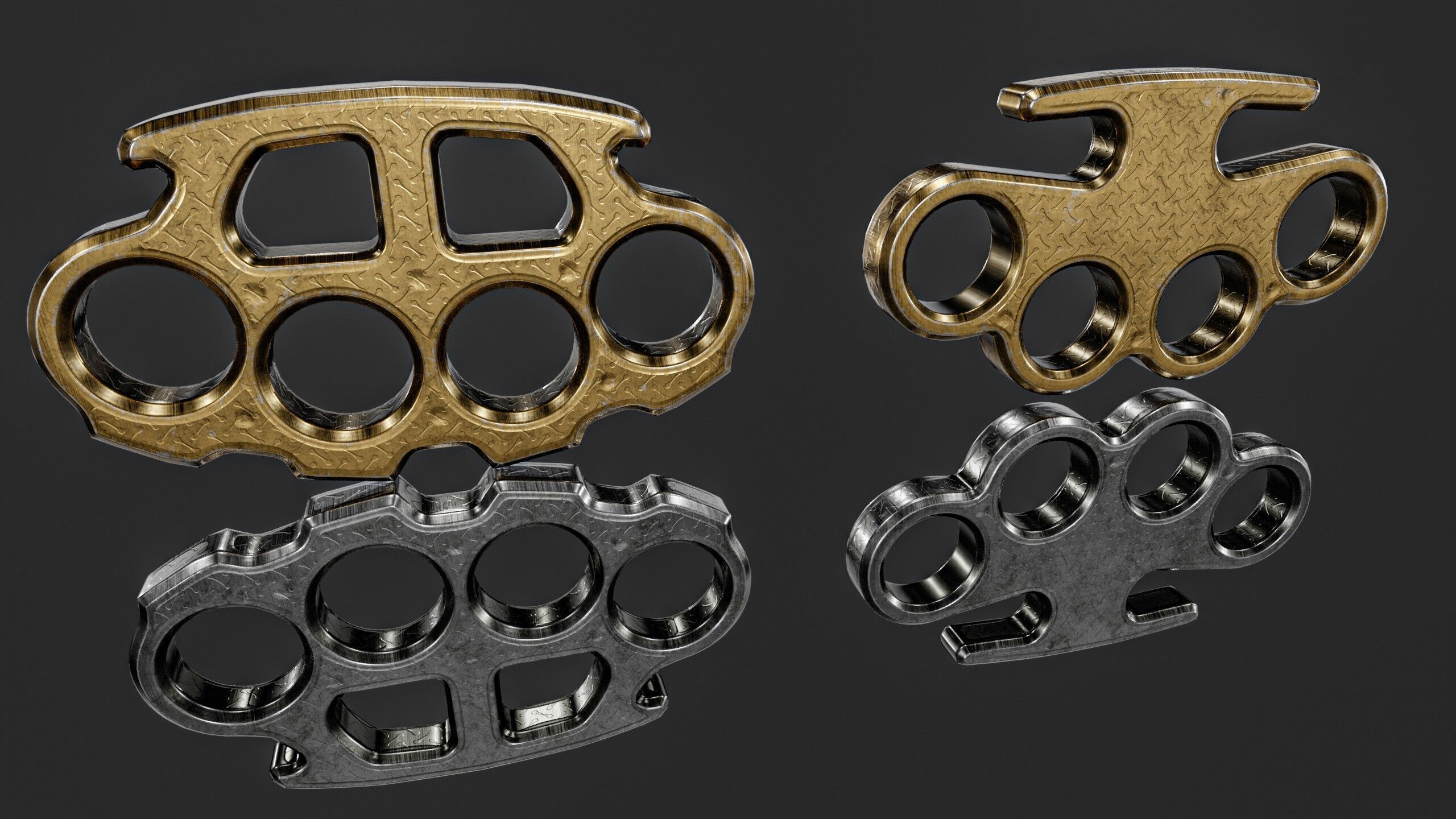 Brass Knuckles  2 Types Low-poly 3D model_4