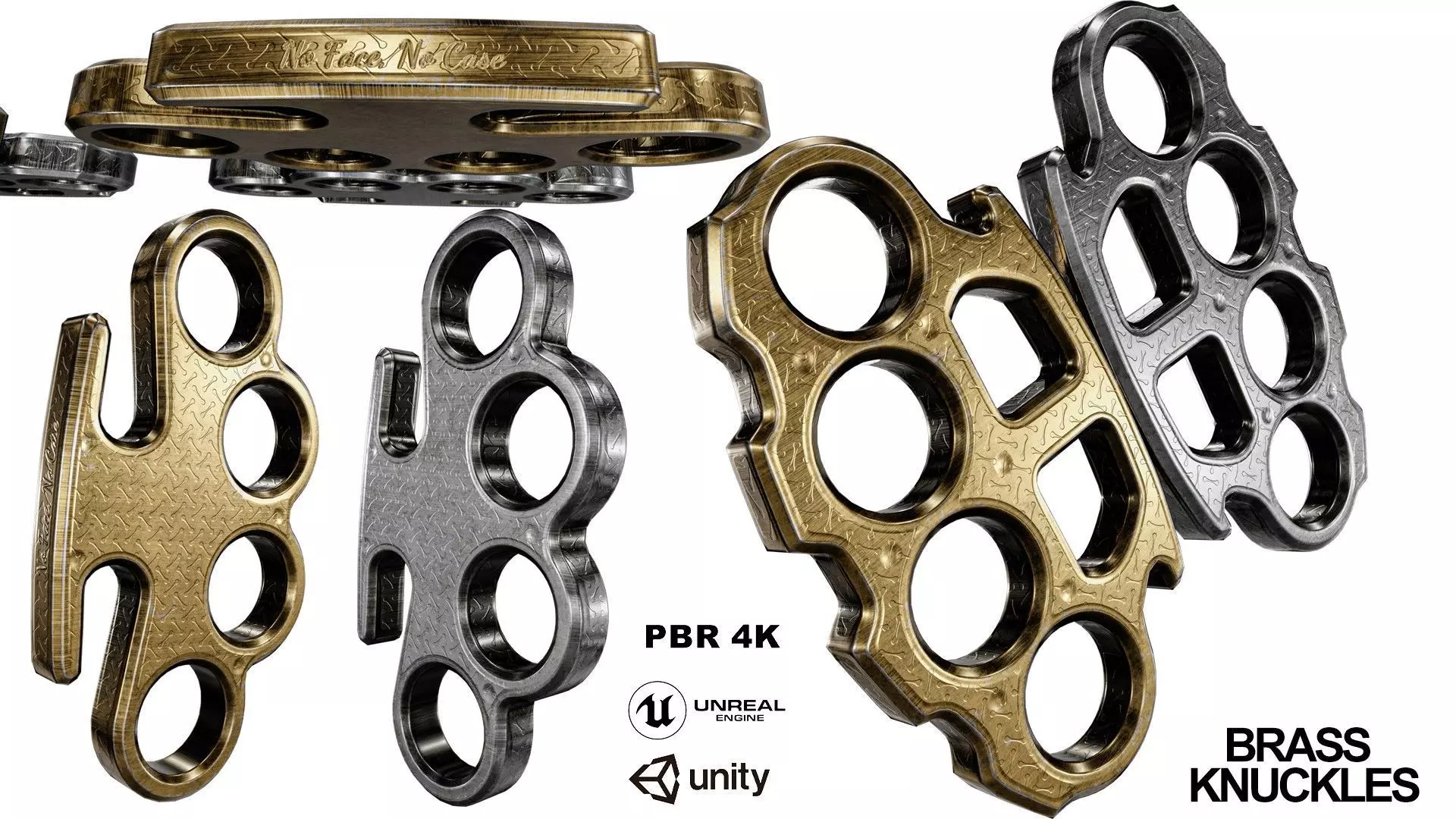 Brass Knuckles  2 Types Low-poly 3D model_0