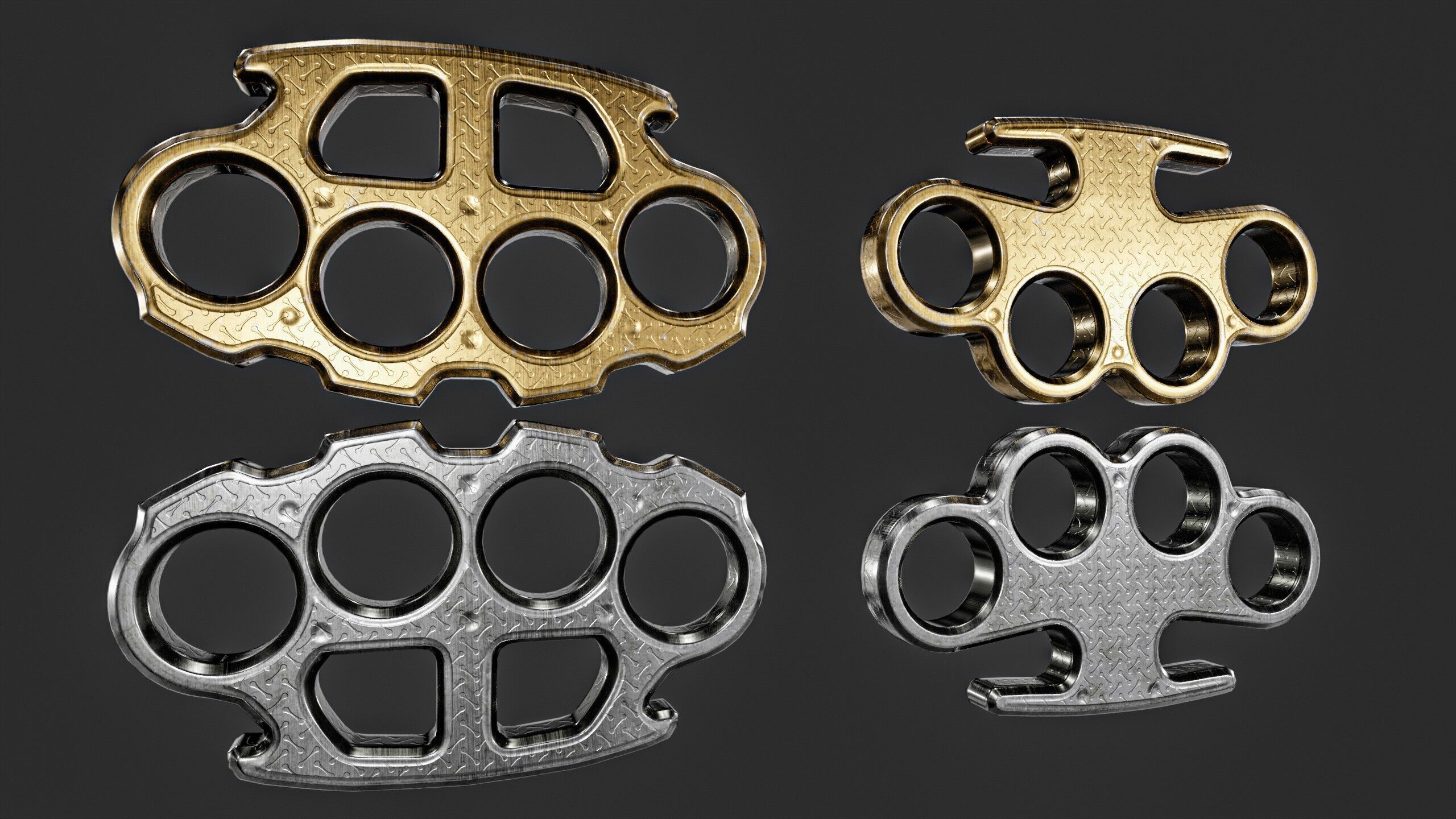 Brass Knuckles  2 Types Low-poly 3D model_3