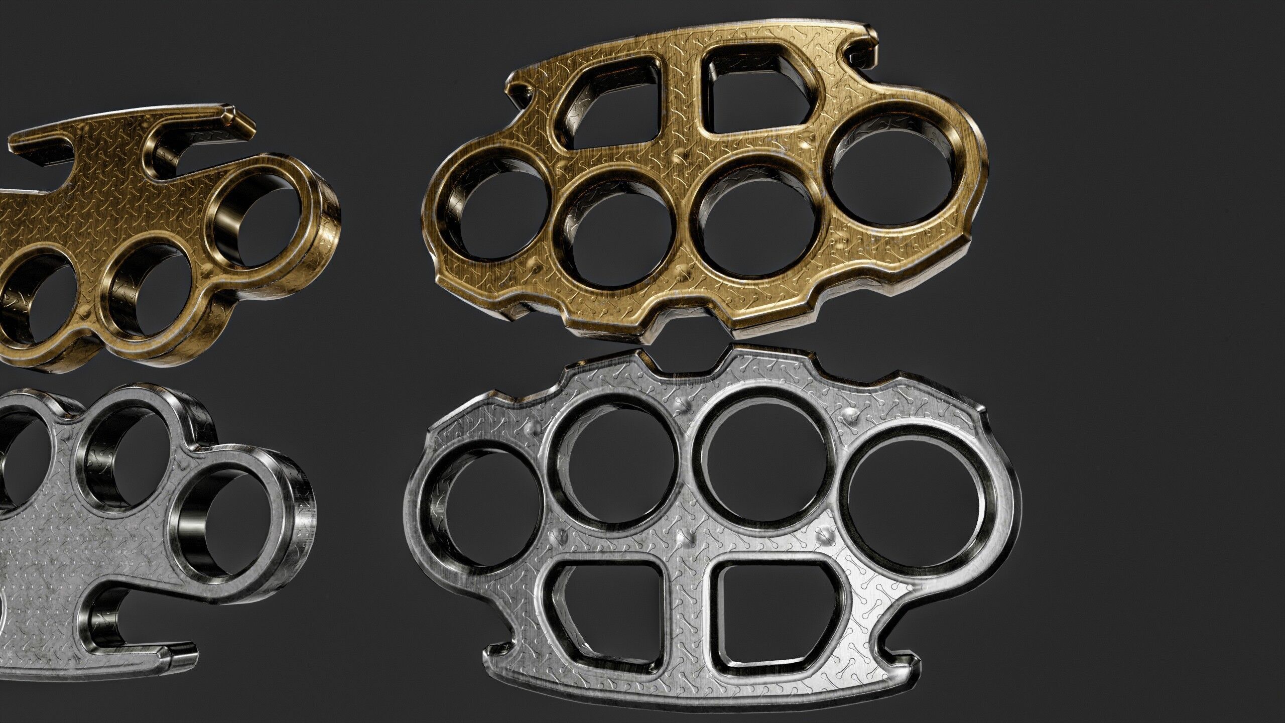 Brass Knuckles  2 Types Low-poly 3D model_13
