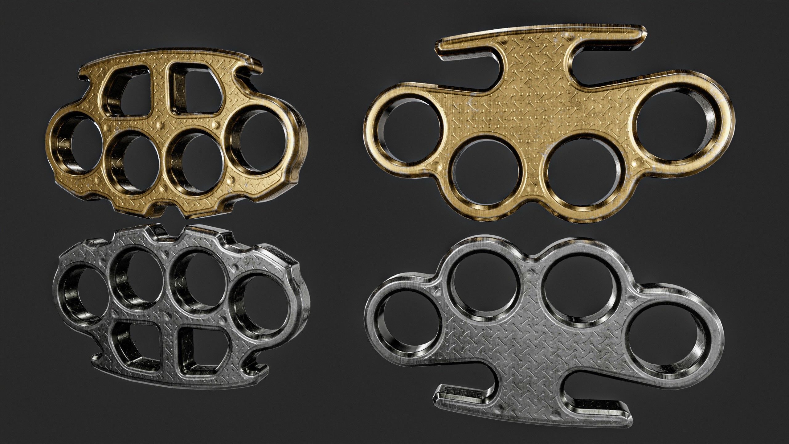 Brass Knuckles  2 Types Low-poly 3D model_8