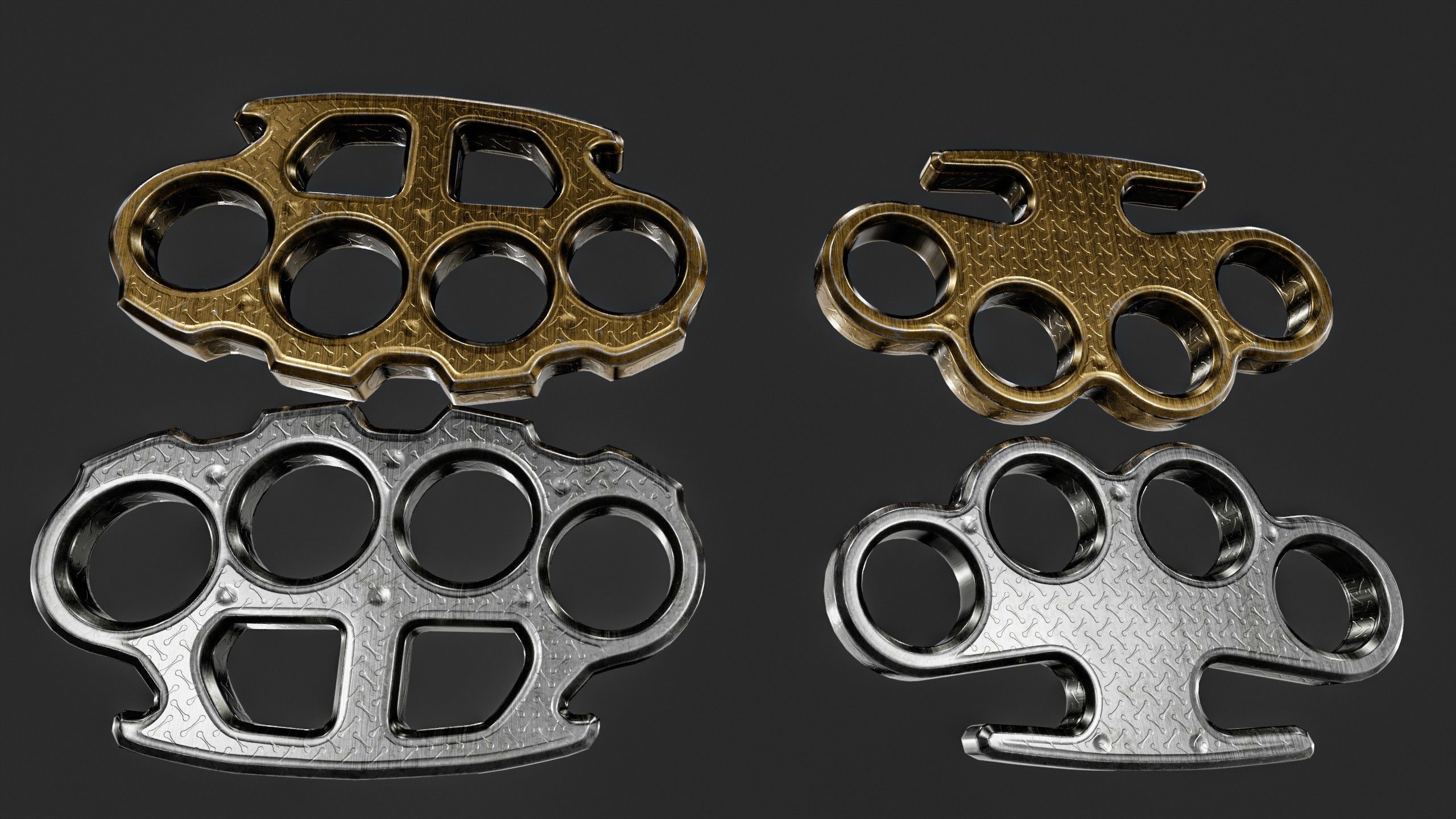 Brass Knuckles  2 Types Low-poly 3D model_9
