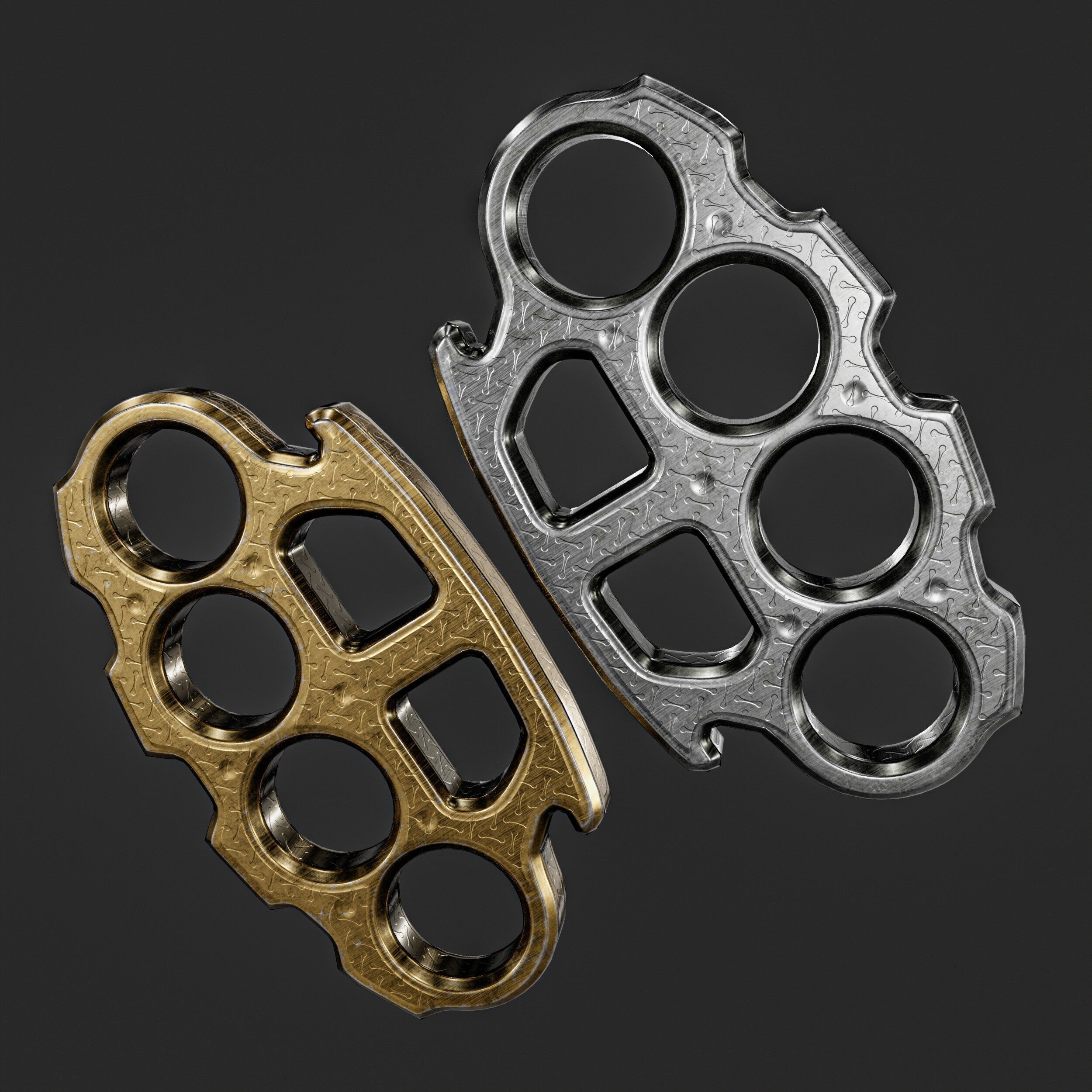 Brass Knuckles  2 Types Low-poly 3D model_5