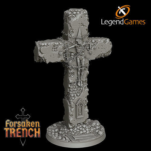 LegendGames Trench Crusade Battlefield Cross made of skulls 3D print model