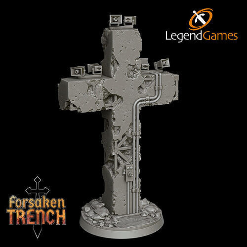 LegendGames Trench Crusade Concrete Cross with loudspeakers 3D print model