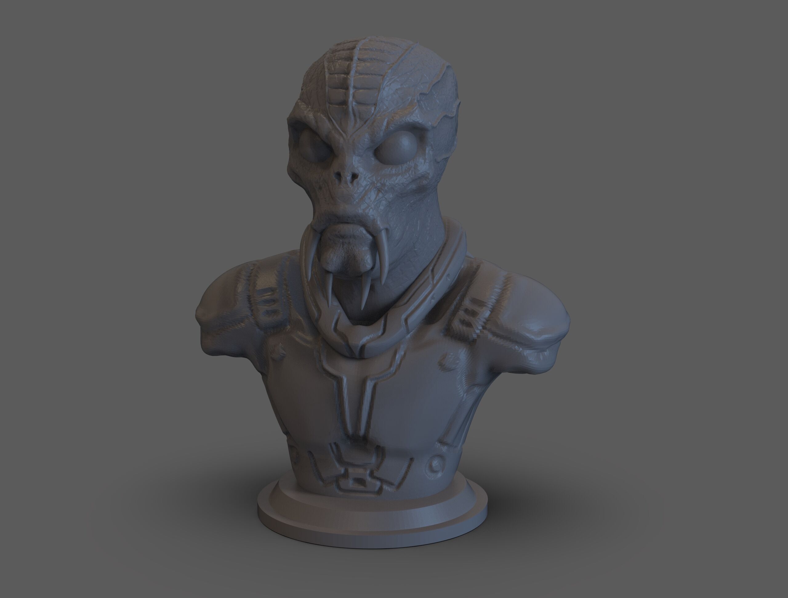 Sci fi Alien bust 3D print model_1