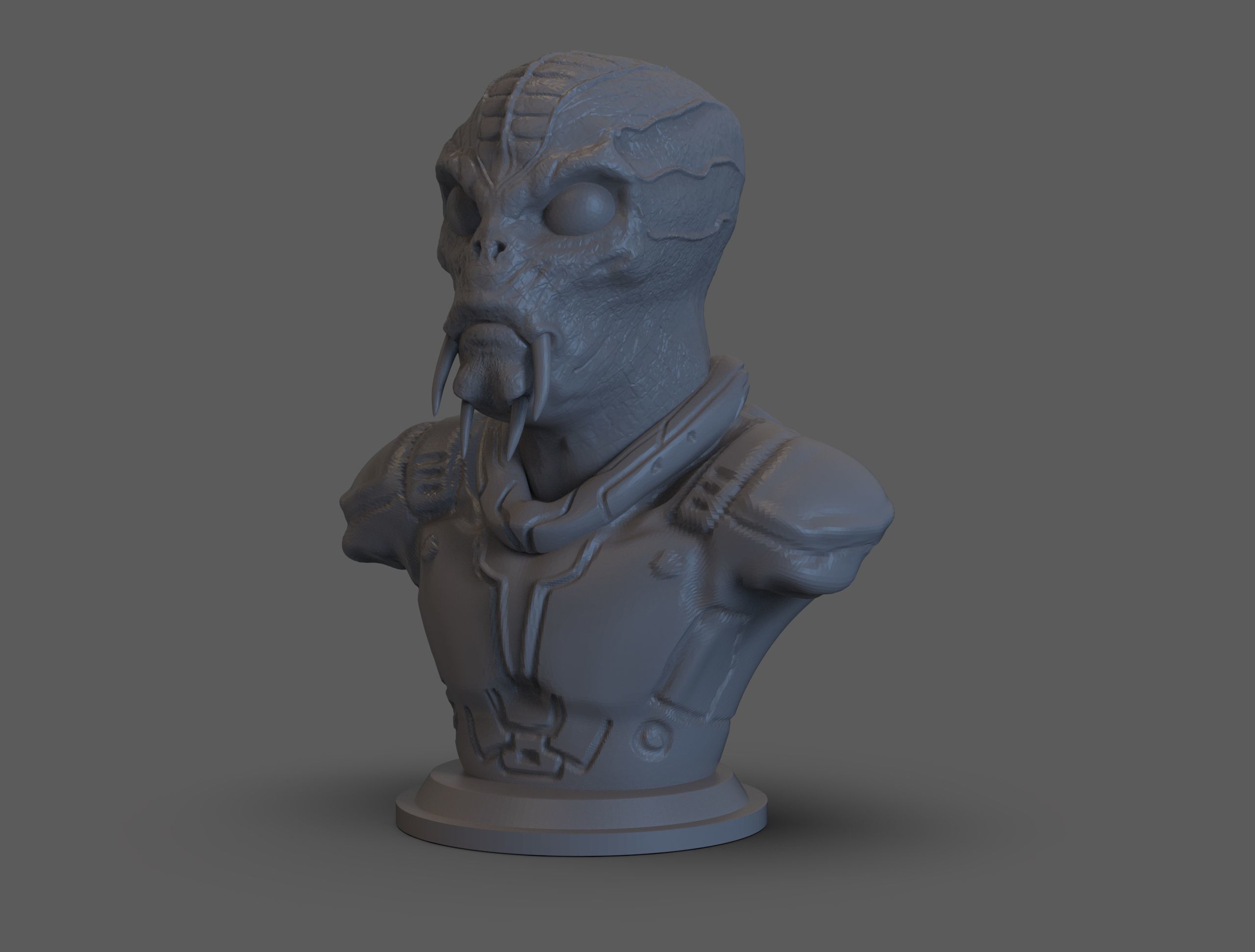 Sci fi Alien bust 3D print model_4
