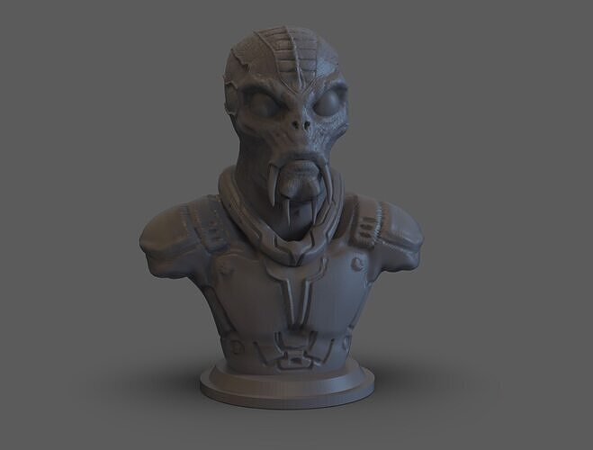 Sci fi Alien bust Low-poly 3D print model