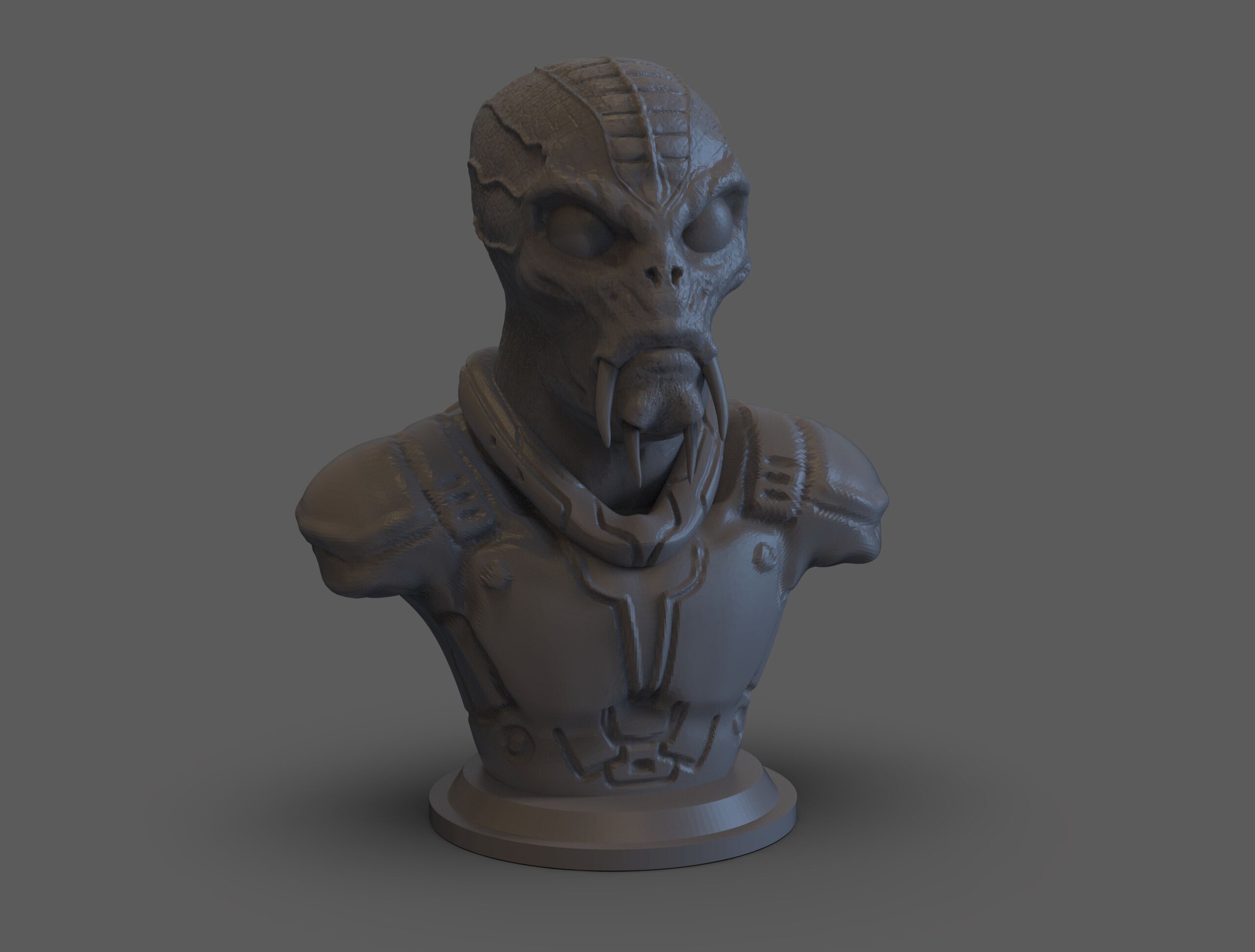 Sci fi Alien bust 3D print model_3