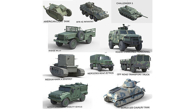 10 Military Vehicles Collection v16 Low-poly 3D model
