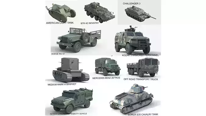 10 Military Vehicles Collection v16