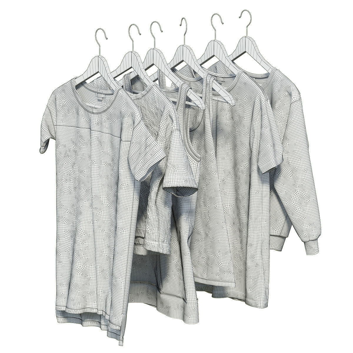 Women clothes of hangers 3D model_13