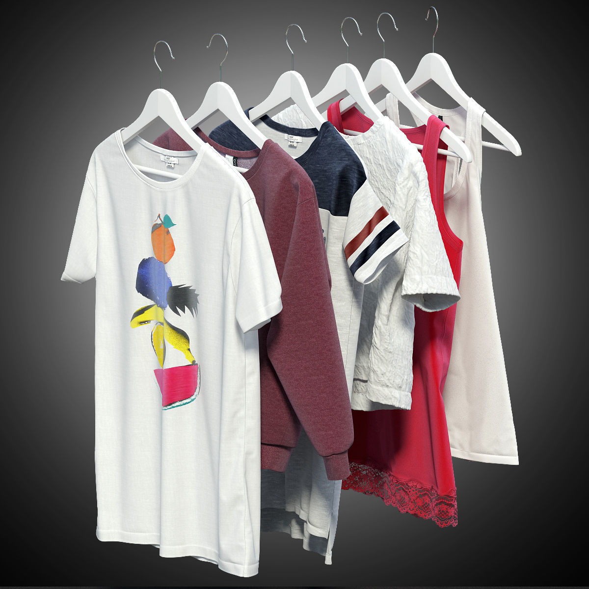 Women clothes of hangers 3D model_3