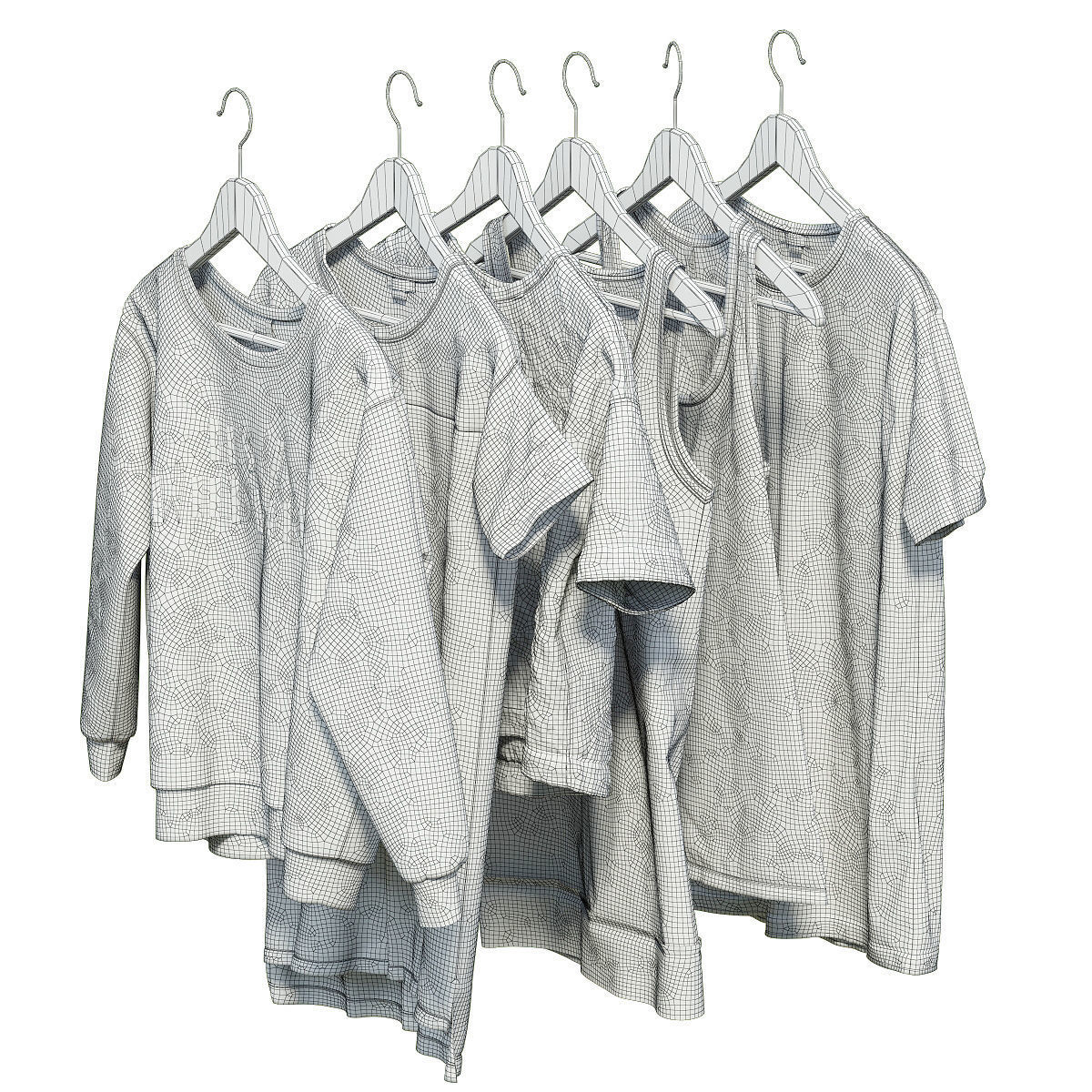 Women clothes of hangers 3D model_12