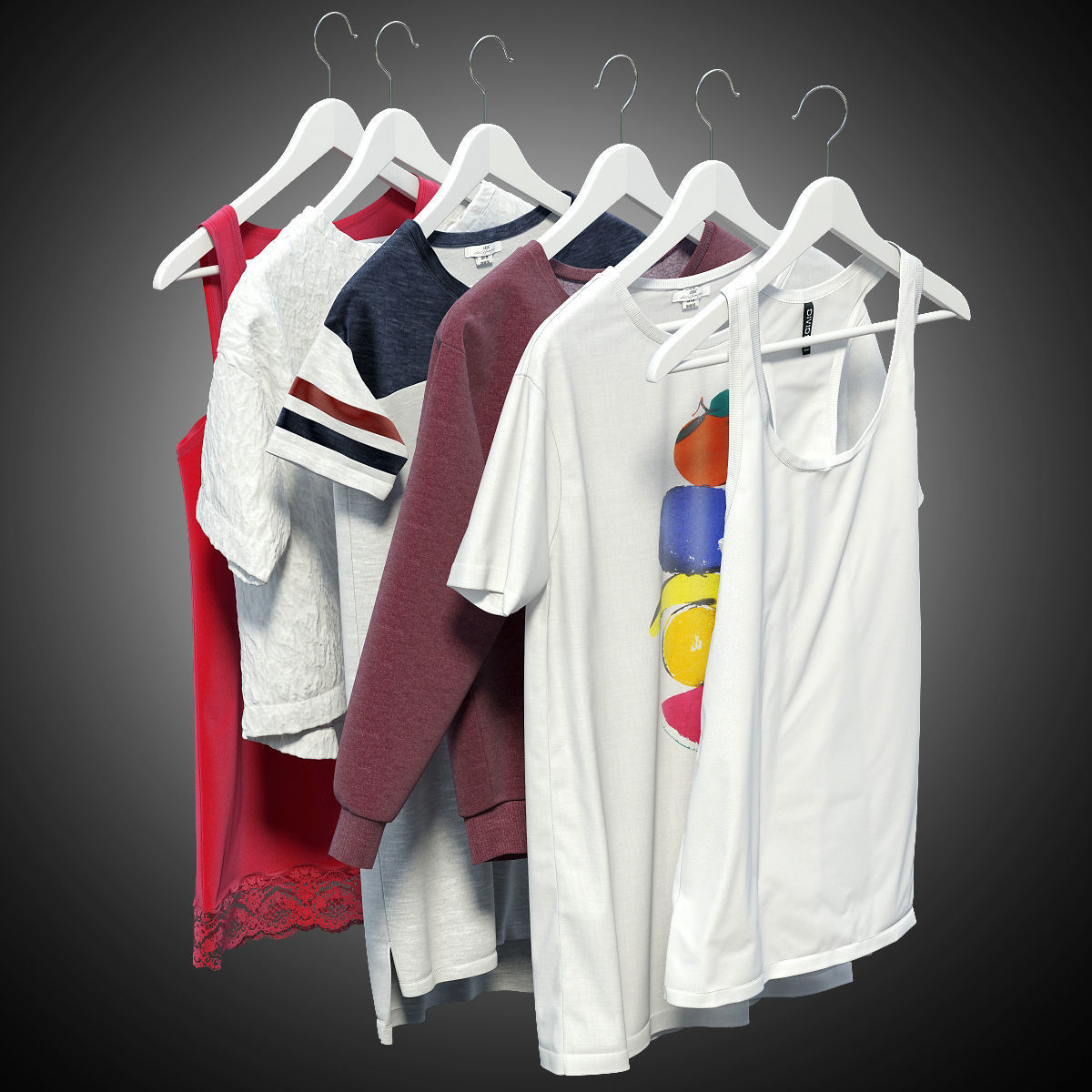 Women clothes of hangers 3D model_5