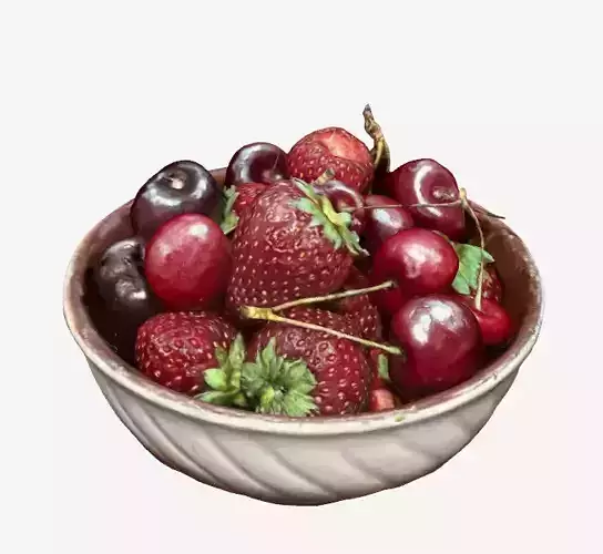 Bowl of strawberries and cherries
