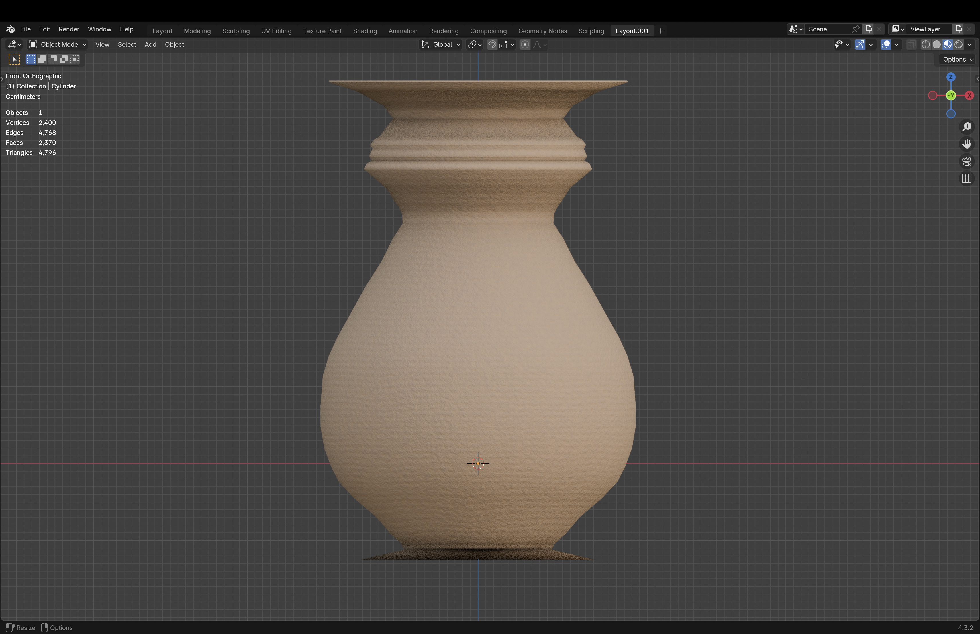 Clay vase Low-poly 3D model_5