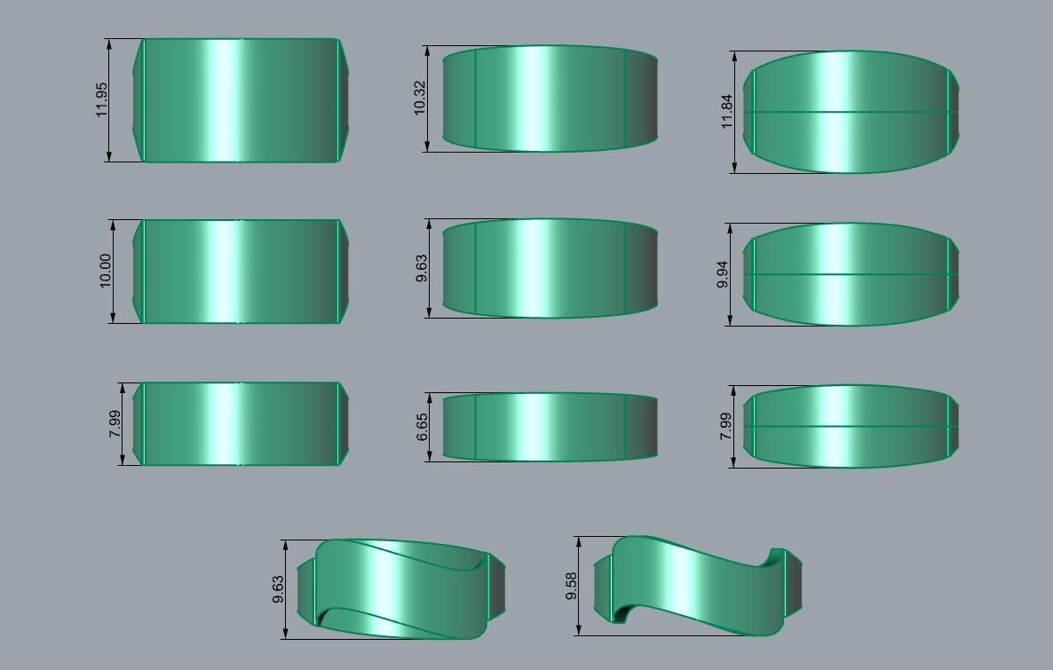 Collection of simple rings suitable for engraving 3D print model_12