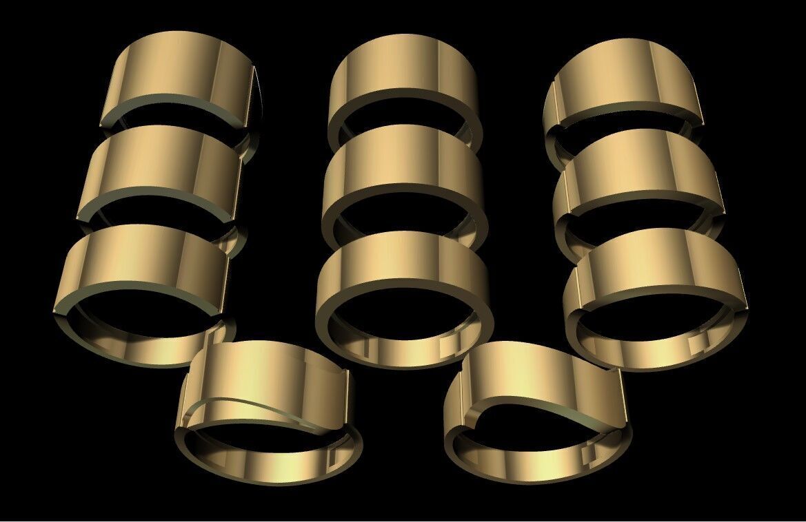 Collection of simple rings suitable for engraving 3D print model_14