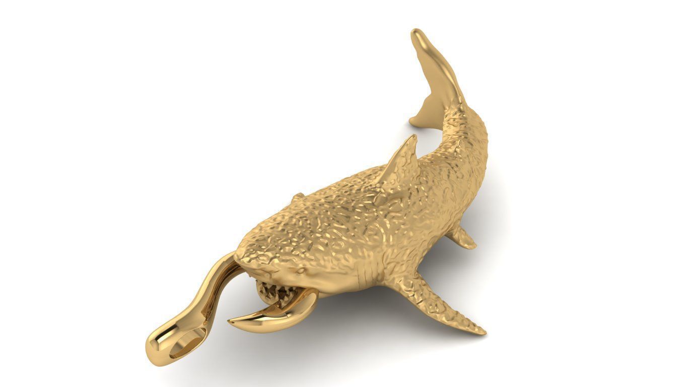 Textured Shark pendant 3D print model_2
