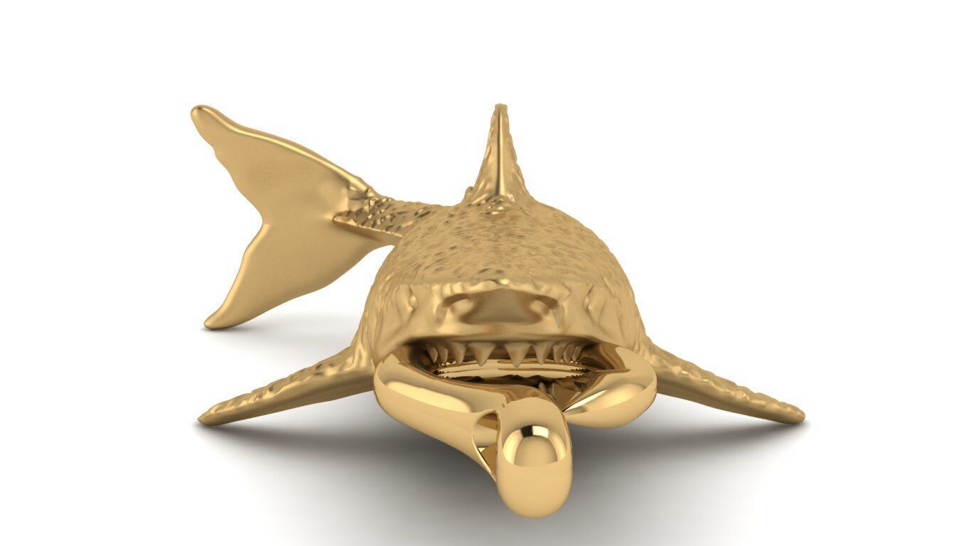 Textured Shark pendant 3D print model_3