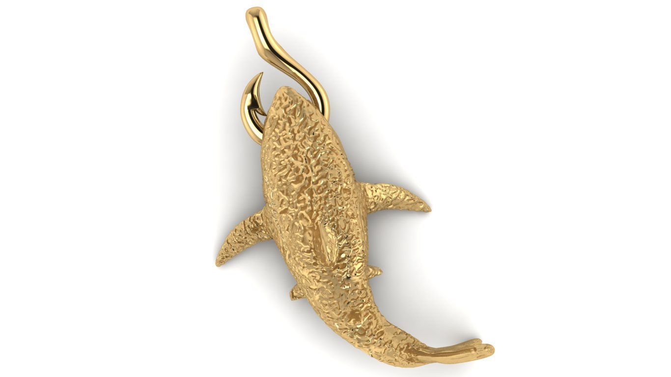 Textured Shark pendant 3D print model_1
