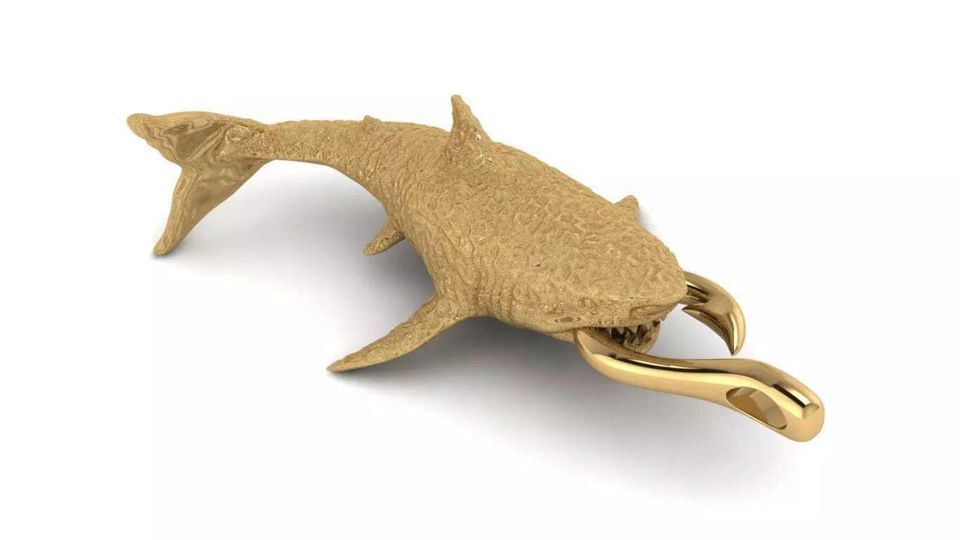 Textured Shark pendant 3D print model_0