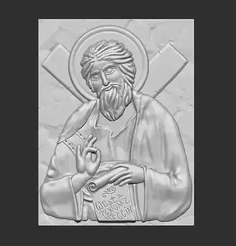 St Andrew bas relief icon low and high poly  3D print model