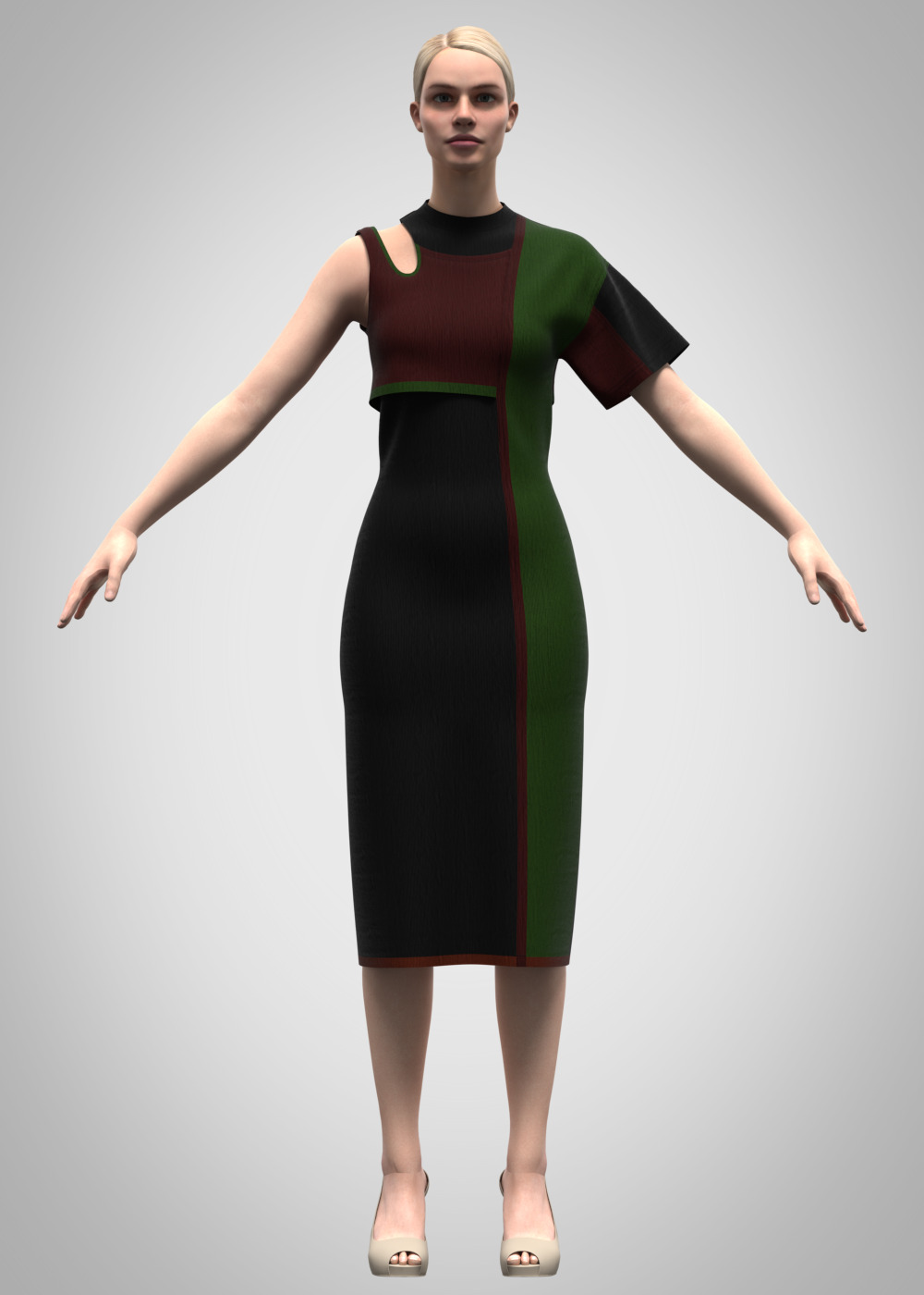woman dress rigged model  3D model_2