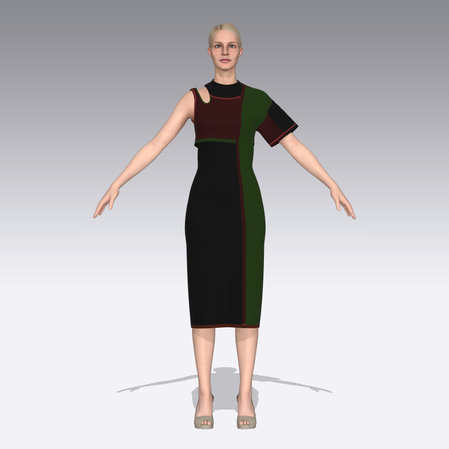 woman dress rigged model  3D model_9
